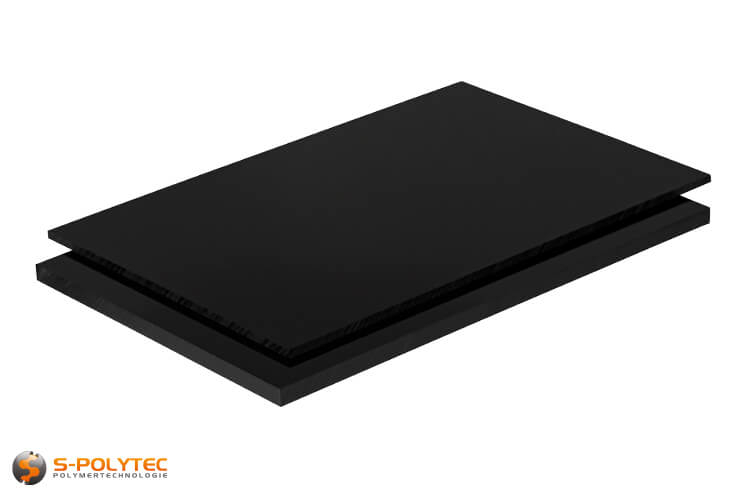 Kunststoffplatte ABS 2mm Schwarz 2000 x 1000 mm (2m x 1m) Einseitige  Schutzfolie und Made in Germany