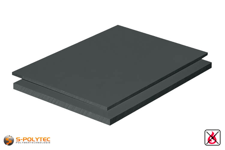 1 Hart PVC Kunststoffplatte dunkelgrau 120x245x15mm 