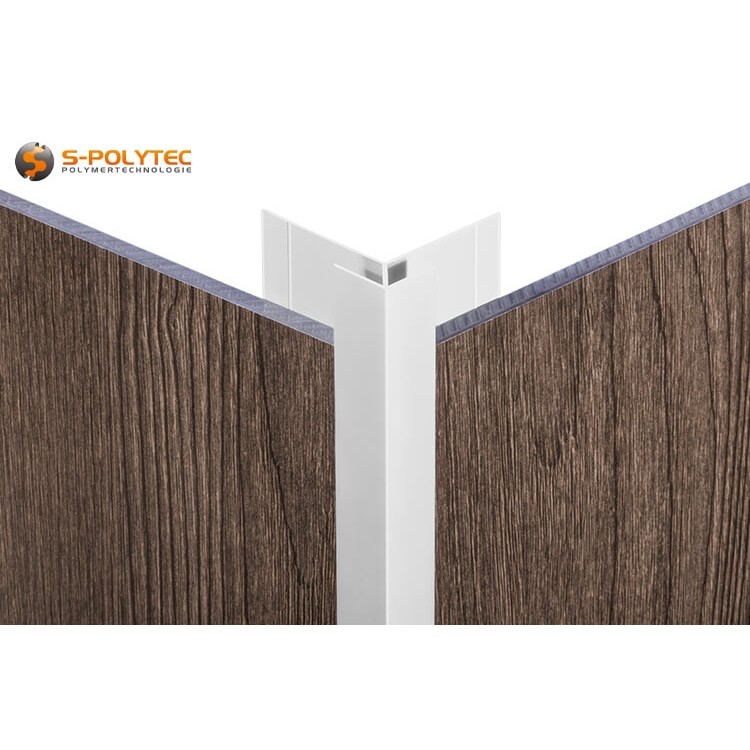 Die eloxierten Außeneck-Profile in Aluminiumsilber bestehen aus Aluminium (EN AW 6063 T6) und sind UV- und witterungsbeständig