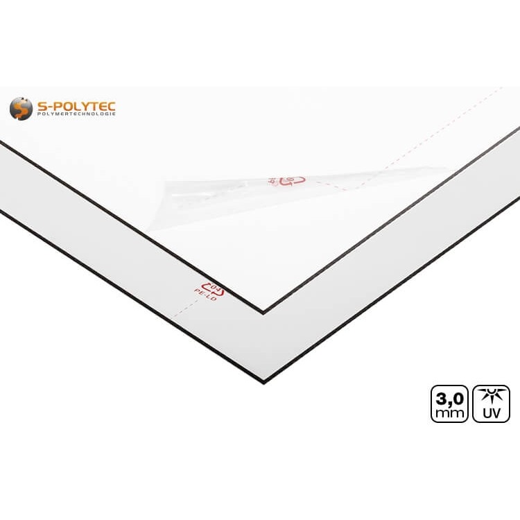 Alu Verbundplatten in weiß mit beidseitiger Schutzfolie auf Maß