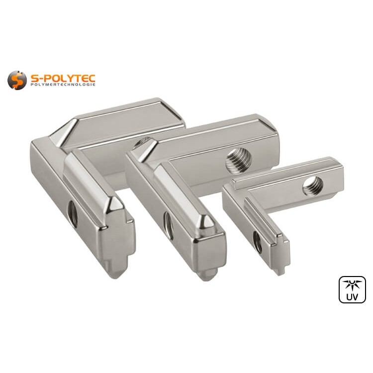 Die Profil-Eckverbinder für Innen- und Außenecken sind in verschiedenen Größen für Nuten mit 6mm oder 8mm erhältlich