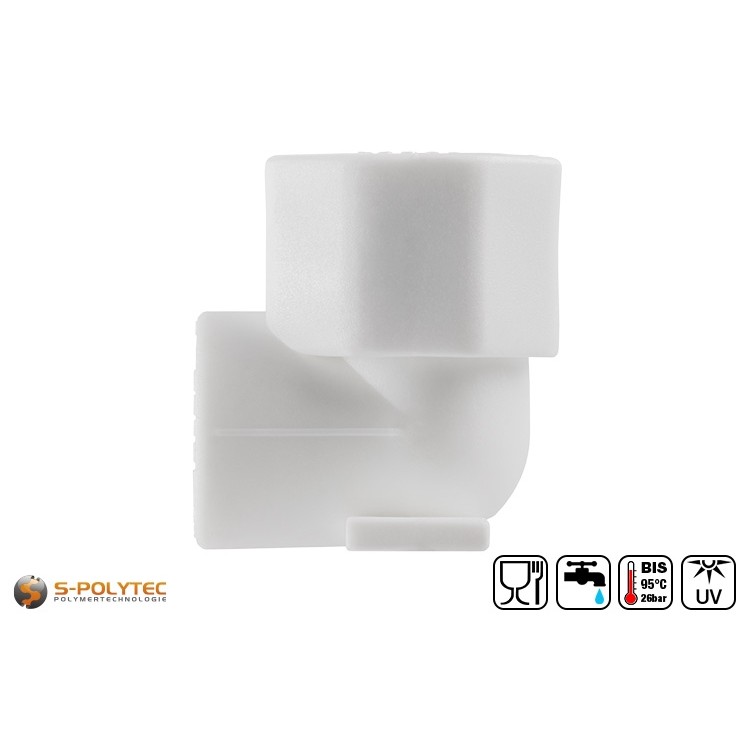 Der Aqua-Plus PP-R Wandanschluss-Winkel 90° 20mmx1/2 Zoll ist für PP-R Rohre mit Ø20mm geeignet