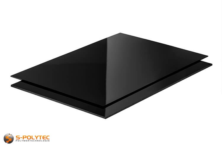 Polystyrol schwarz (ähnlich RAL9005, Tiefschwarz) als Standardplatte 2000mm x 1000mm von 2mm und 3mm Stärke