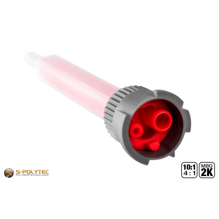 Der Statikmischer Typ MBQ für 2K-Systeme bis 75ml eignet sich für 2-Komponenten-Klebstoffe mit einem Mischverhältnis von 10:1 und 4:1