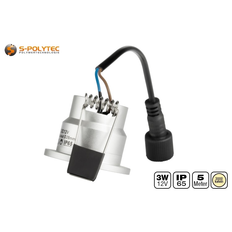 Der dimmbare Ø 36mm Spot weist einen Einbaudurchmesser von 28mm und eine Einbautiefe von lediglich 29mm auf