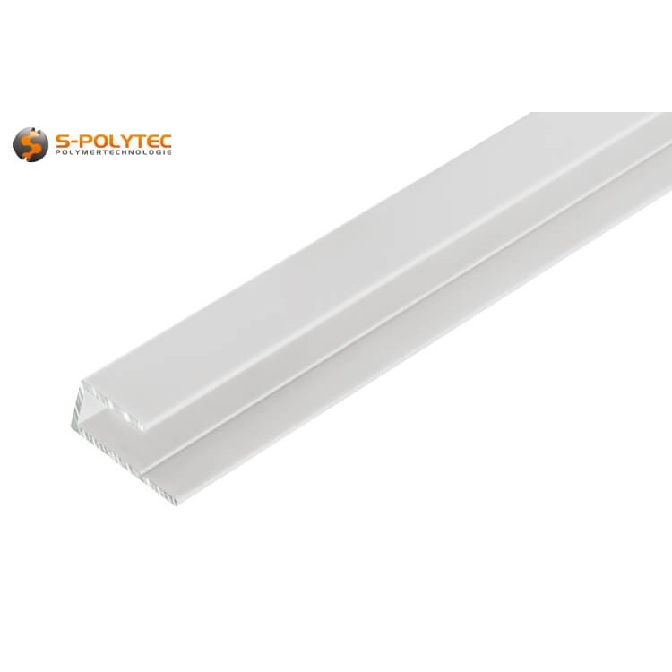 Die weißen U-Profile aus massivem Aluminium sind je nach Ausführung als Abschluss von Platten mit 3mm, 6mm oder 8mm Stärke geeignet