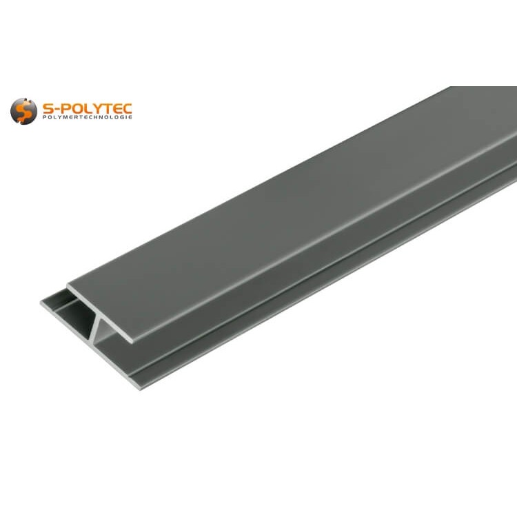 Die staubgrauen H-Profile aus massivem Aluminium sind zur Verbindung von Platten mit 3mm, 6mm oder 8mm Stärke geeignet