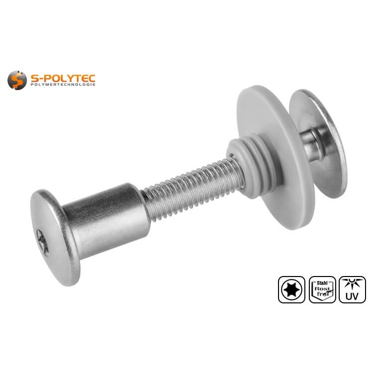 Balkonschrauben-Set mit Gewindehülse in Edelstahl (unlackiert) ist von M5x20mm bis M5x50mm erhältlich