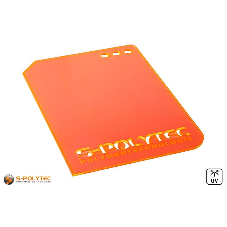 Acrylglas orange fluoreszierend gelasert (Laserzuschnitte)