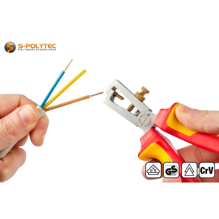 Die VDE-Abisolierzange eignet sich sehr gut für starre Elektroleitungen NYM-Kabel