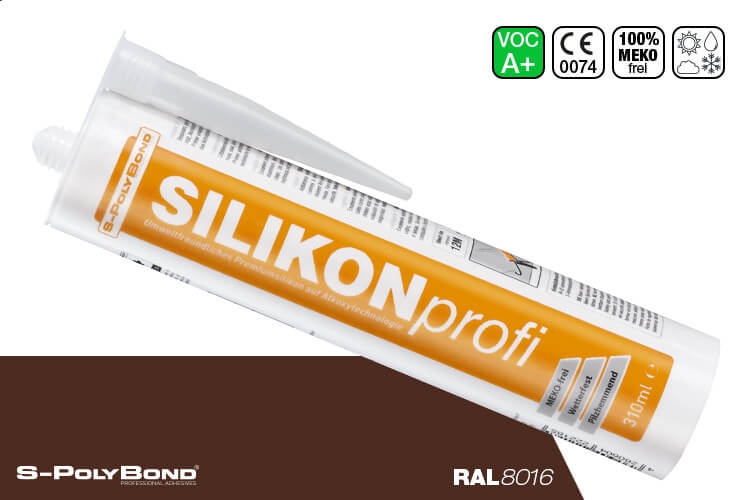 S-Polybond SILIKONprofi Alkoxy-Silikon Mahagonibraun (RAL 8016)