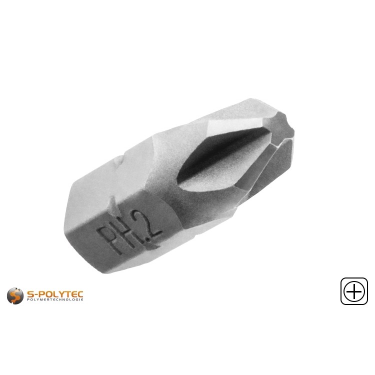 Unsere Phillips<sup>®</sup> Bits sind in drei Varianten von PH1, PH2 und PH3 erhältlich
