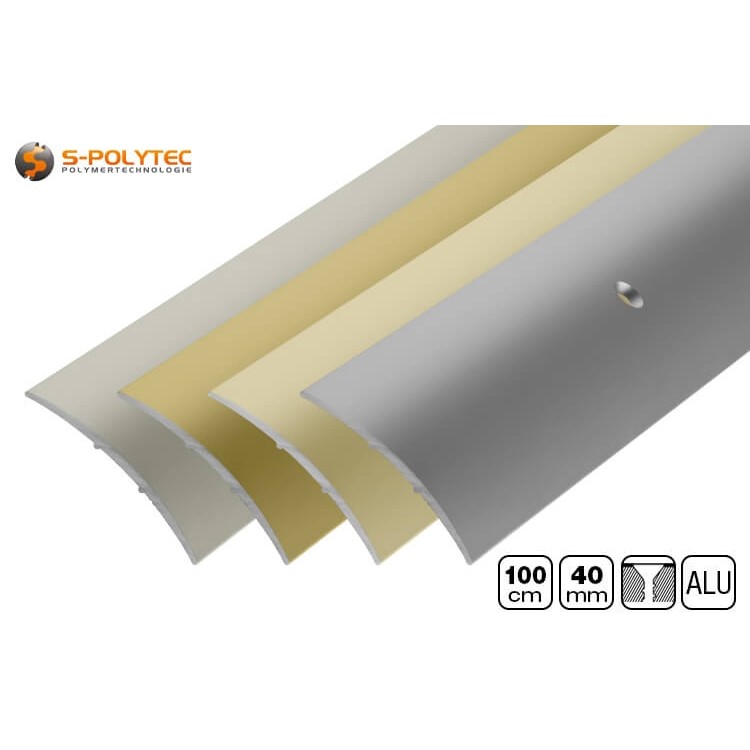 Die gelochten 40mm Übergangsprofile aus eloxiertem Aluminium sind korrosionsbeständig und für den Außenbereich geeignet