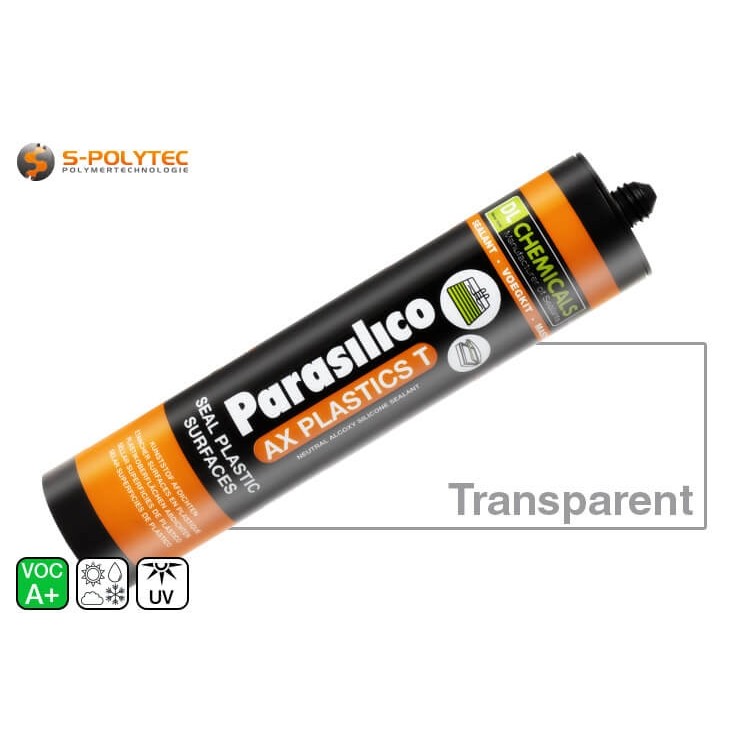 Parasilico AX Plastics T Silikon-Dichtstoff, Kunststoffkleber speziell für Polycarbonat