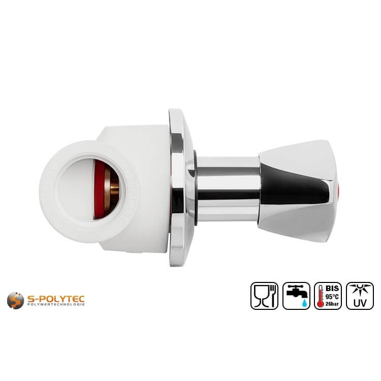 Aqua-Plus PP-R Absperrventil mit Haubengriff zur Unterputzmontage mit hochwertigen Ventil-Oberteil aus Messing 