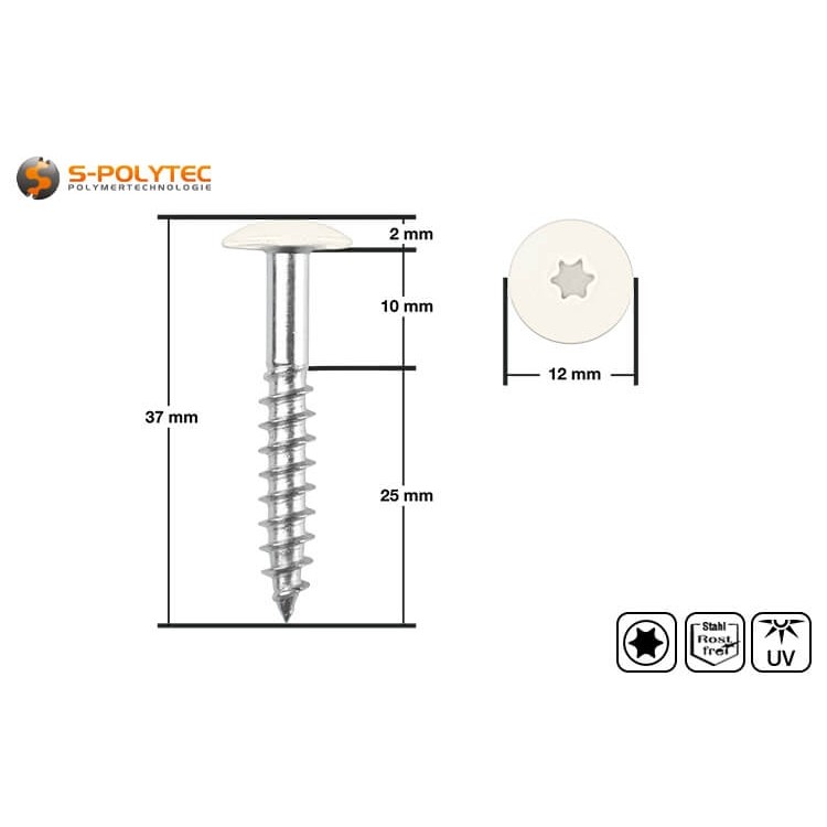 Der Schraubenkopf ist lackiert in Pure White und zugelassen für hinterlüftete Fassadensystem mit Trespa® Meteon® FR 
