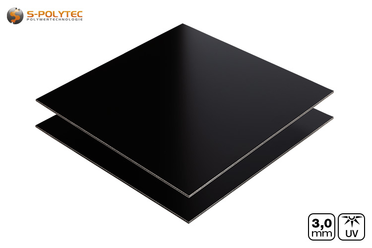 Alu-verbundplatten (Alu-dibond) in schwarz im Zuschnitt kaufen - Detailansicht