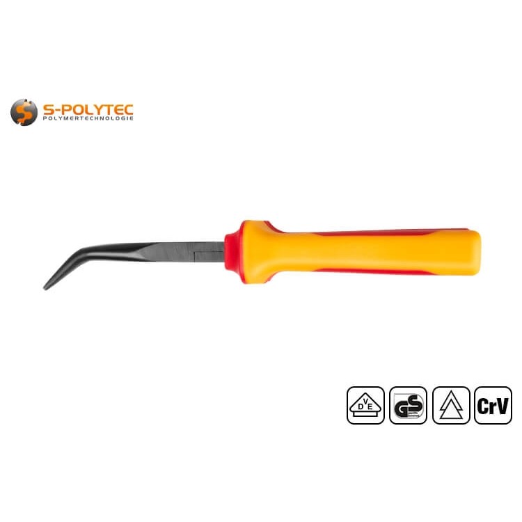 Die VDE-Flachrundzangen mit gebogener Spitze nach DIN 5745 sind wahlweise 160mm oder 200mm Gesamtlänge erhältlich