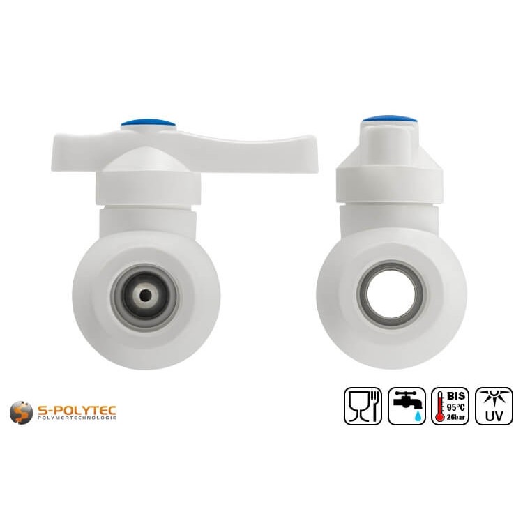 Der Kugelhahn zur festen Schweißverbindung in weiß mit vollem Durchgang für verlustfreie Strömung