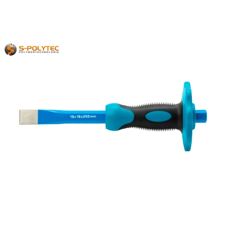 Der ergonomische Griff mit Handschutz schützt bei Fehlschlägen vor Verletzungen und blauen Flecken