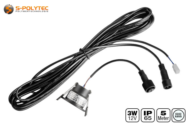 Das 5 Meter Anschlusskabel (enthalten) mit Schraubverbindern ist staub- und wasserdicht