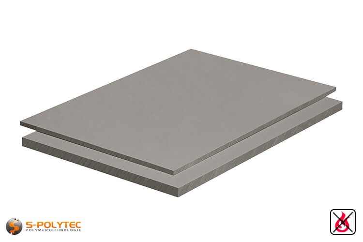 PVC Platten hellgrau aus Hart-PVC (PVCU) in Stärken von 1mm - 30mm im Standardformat  2x1m