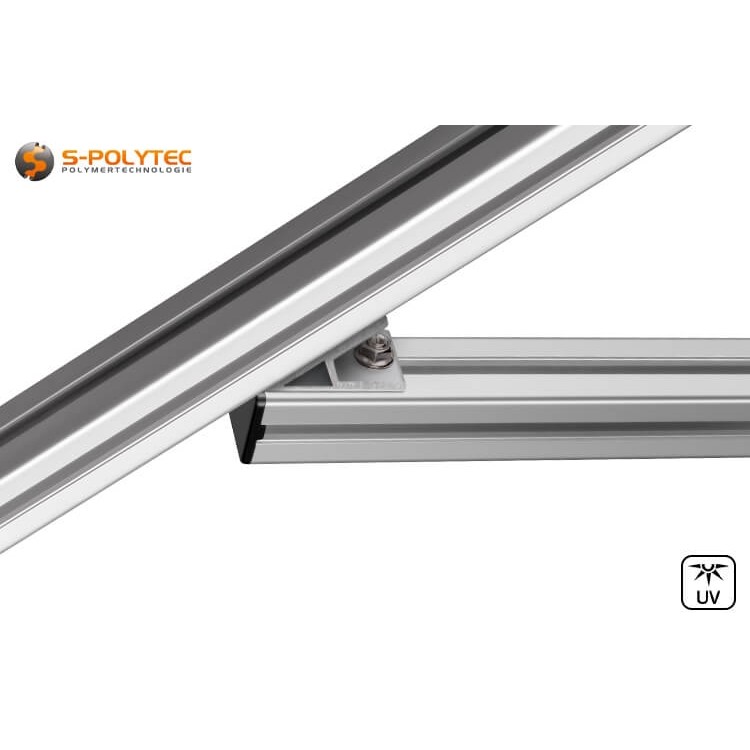 Mit den Aluminiumwinkeln lassen sich Konstruktionsprofile im 45 Grad Winkel sicher und belastbar verbinden