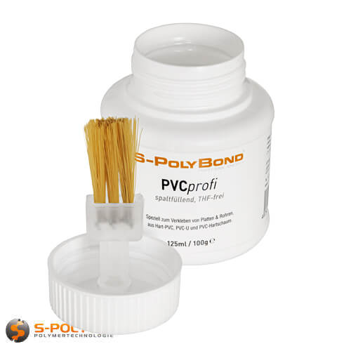 S-Polybond PVCprofi - Spaltfüllender Spezialklebstoff zum Verkleben von HART-PVC in der Pinselflasche