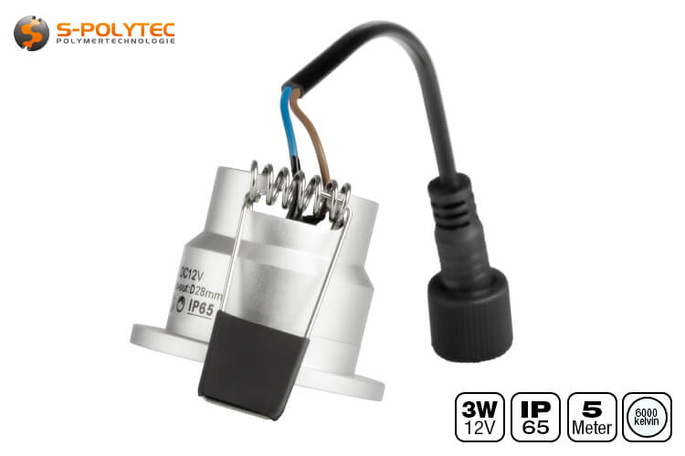 Der kompakte Ø 36mm Spot weist einen Montagedurchmesser von 28mm und eine Einbautiefe von nur 29mm auf