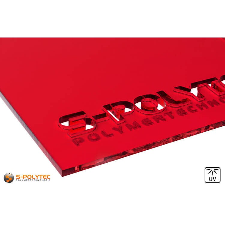 Acrylglas rot durchsichtig im Laserzuschnitt