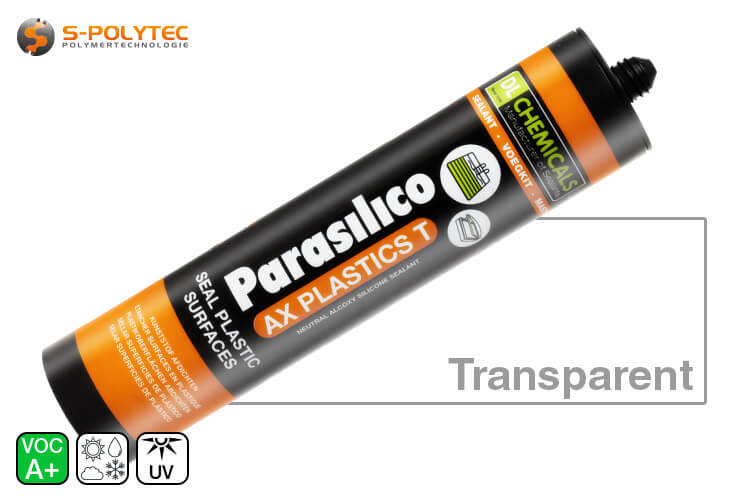 Parasilico AX Plastics T Silikon-Dichtstoff, Kunststoffkleber speziell für Polycarbonat