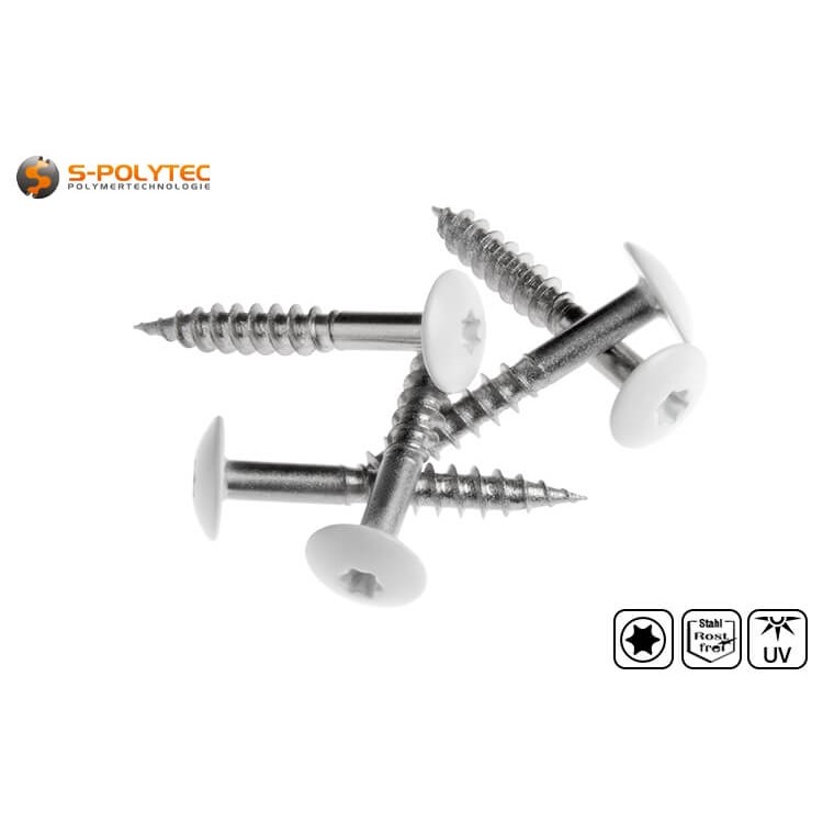 Fassadenschrauben nach DIN EN 14952 für Trespa® Meteon® FR HPL-Platten in Pure White (A05.0.0) mit Satin-Finish	