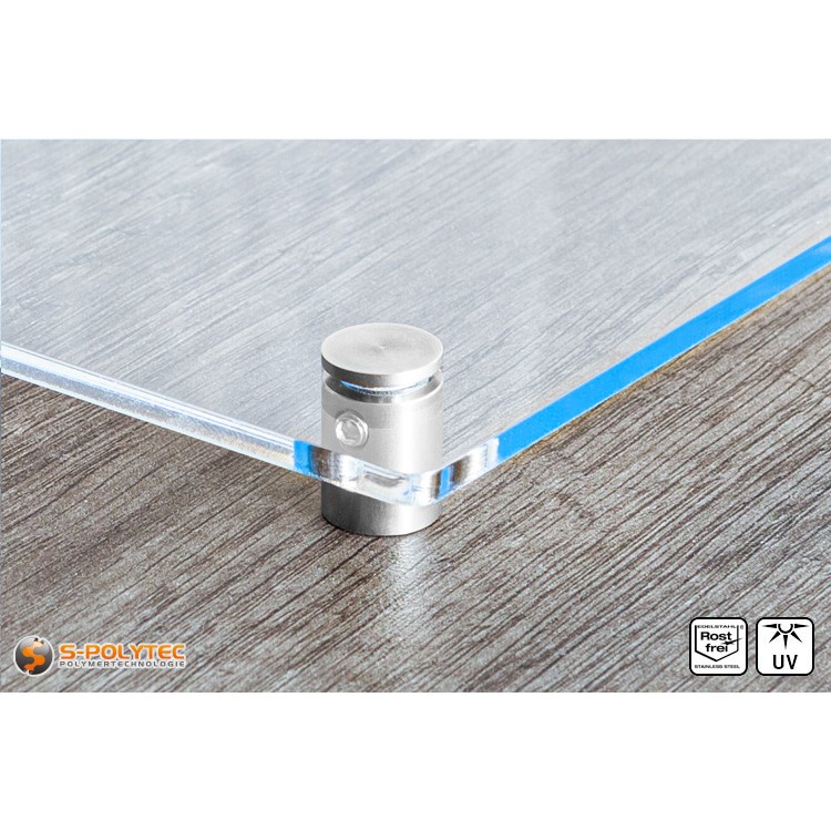 Schilderhalter 13x13mm flacher Kopf aus Edelstahl mit Acrylglasschild