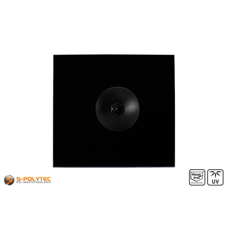 Balkonschraube Schwarz auf HPL Platte in Schwarz 