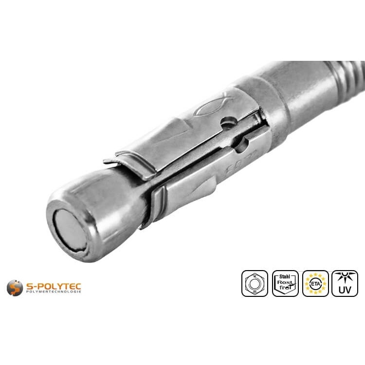 Ausführung mit Unterlegscheibe und Schraubenmutter aus hochwertigem A4 Edelstahl