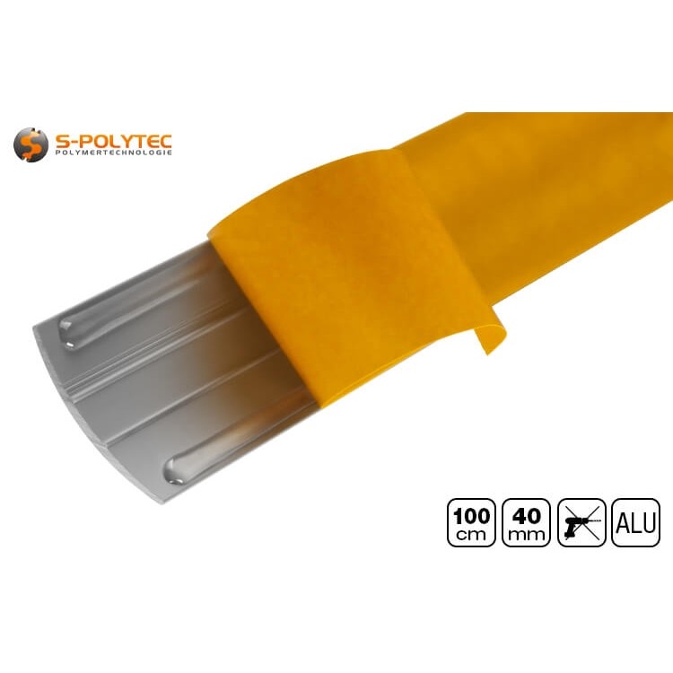 Die selbstklebenden Alu-Übergangsprofile mit 40mm Breite sind in Silber, Sahara, Gold oder Edelstahl matt erhältlich