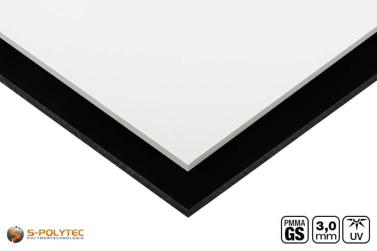 Wir bieten die blickdichten Acrylglasplatten aus gegossenem PMMA in schwarz und weiß mit 3mm Stärke