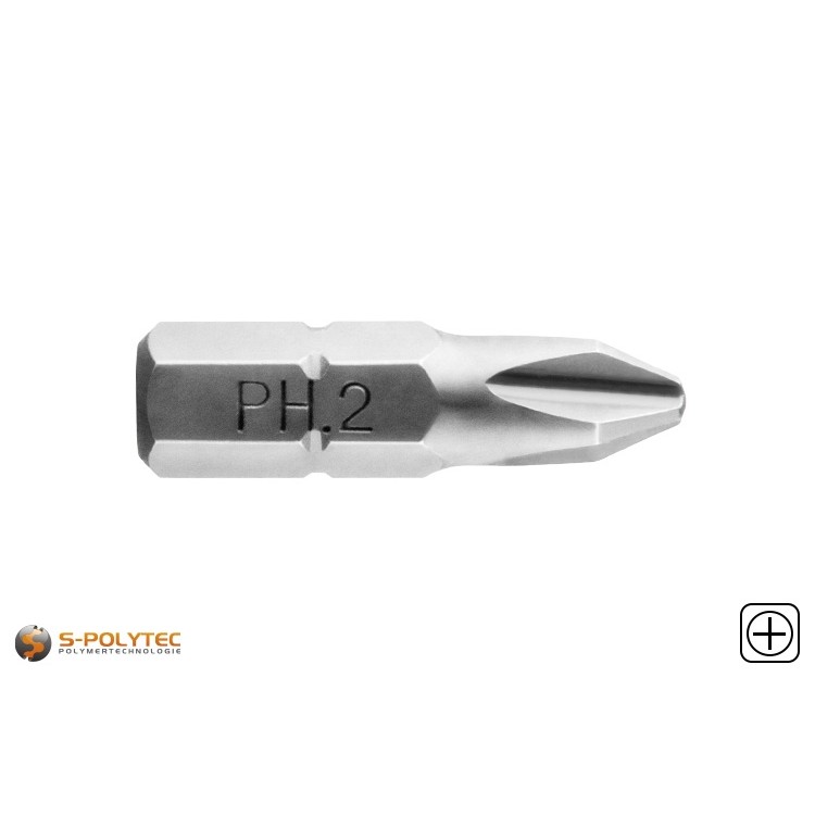 Die Bits mit Phillips<sup>®</sup>-Antrieb sind für Bithalter mit ¼ Zoll Sechskant-Aufnahme geeignet