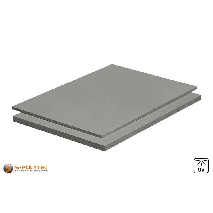 PVC Platten Hellgrau aus Hart-PVC (PVCU) in Stärken von 3mm - 30mm im Format 2,0 x 1,0 Meter