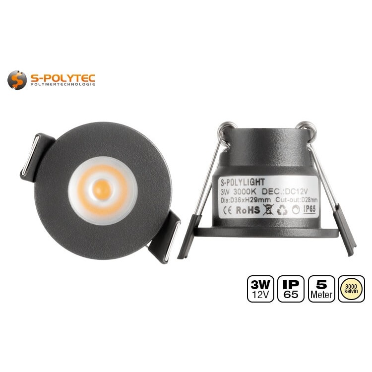 Mit nur 28mm Einbaudurchmesser und 26mm Einbautiefe passen die kompakten Ø36mm LED-Spots auch in enge Hohlräume