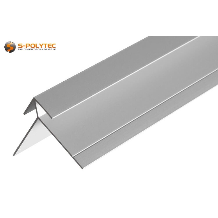 Die silberfarbenen Eckprofile aus massivem Aluminium sind je nach Ausführung zur Plattenverbindung um Außenecken geeignet