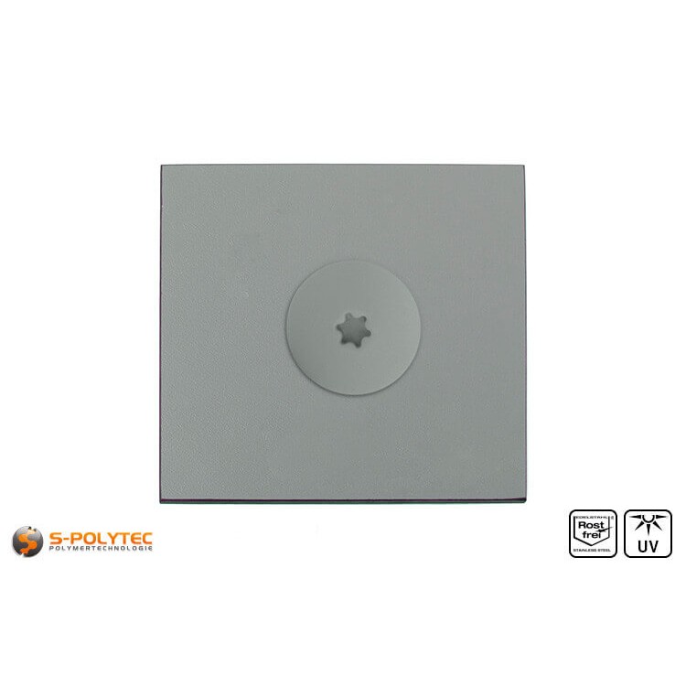 Balkonschraube Staubgrau auf HPL Platte in Staubgrau 