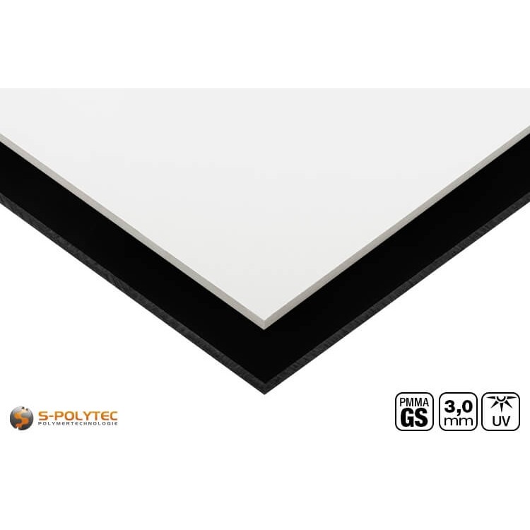 Wir bieten die blickdichten Acrylglasplatten aus gegossenem PMMA in schwarz und weiß mit 3mm Stärke