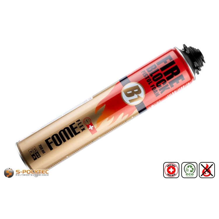 FOME FLEX Fire Block 1K-PU Brandschutzschaum ist ein feuerfester Bauschaum in der 750ml Pistolenschaumdose