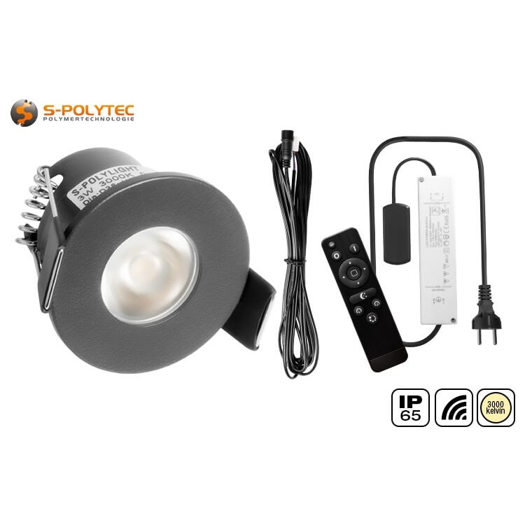 S-Polylight Outdoor-LED-Einbaustrahler im Komplett Set mit 4, 6, 8, 10 oder 12 Spots in Anthrazit (RAL 7016)	