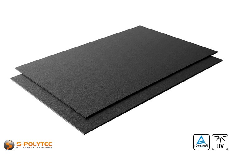 Unsere genarbten ASA/ABS Platten in schwarz im Standardformat