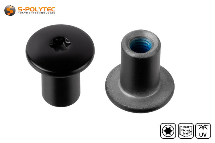 Die schwarze Gewindehülse mit einem Kopfdurchmesser von 14mm verfügt über einen Torx-Antrieb in der Größe T20 (ISR20)