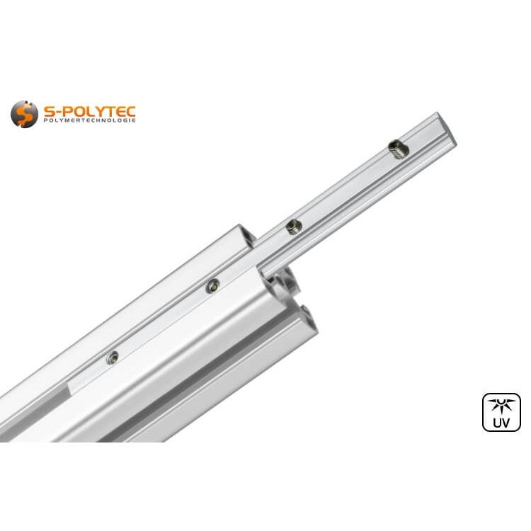 Die Größe der Verbinder ist in Tiefe, Breite und Länge perfekt auf Konstruktionsprofile in entsprechender Größe abgestimmt