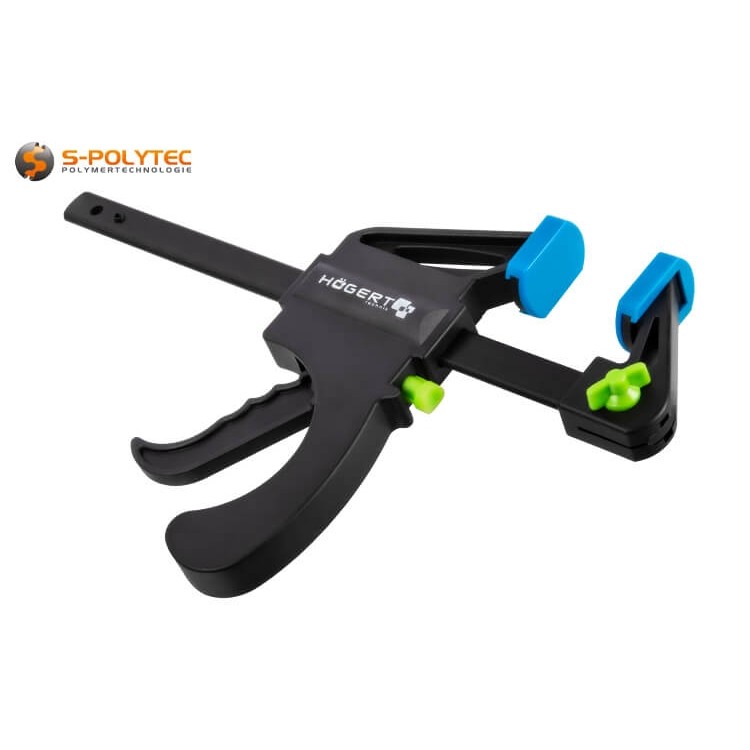 Hochwertige Einhandzwinge mit Profilstahlschiene und robusten Spannbacken aus Polyamid in verschiedenen Größen