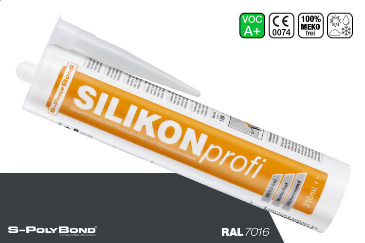 S-Polybond SILIKONprofi Alkoxy-Silikon Anthrazitgrau (RAL 7016)